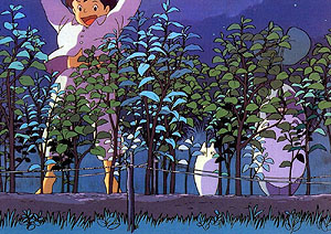 Une nuit, Totoro leur apprend  faire pousser des arbres !